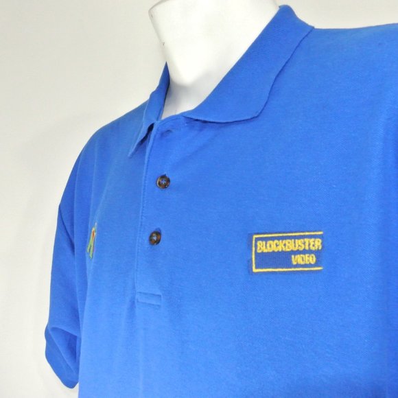 BLOCKBUSTER VIDEO Nintendo 64 Vintage Employee Uniform Polo Shirt Blue S Small - Picture 4 of 11